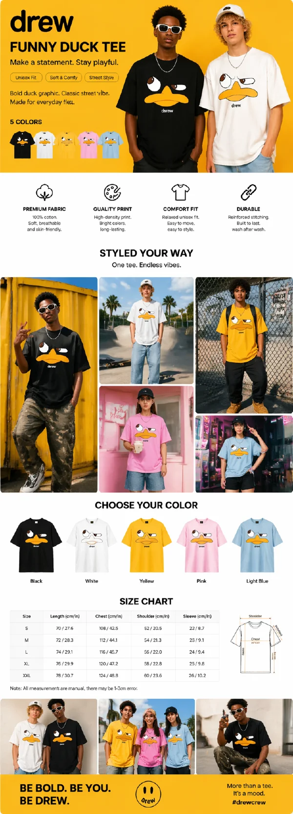 Streetwear T-Shirt E-commerce Detail Page Layout
