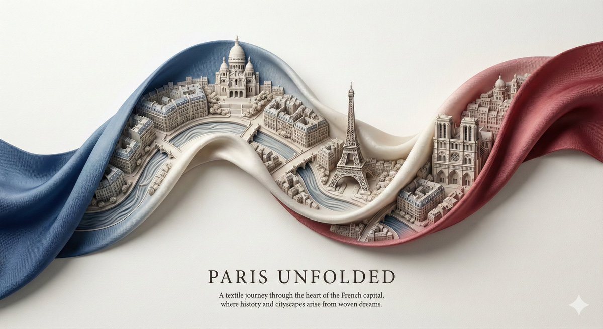 Paris Terbentang: Landskap Bandar Miniatur 3D di atas Bendera Perancis