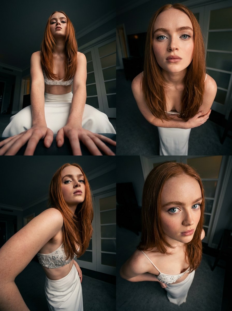 Sadie Sink 时尚肖像 - 艺术广角摄影