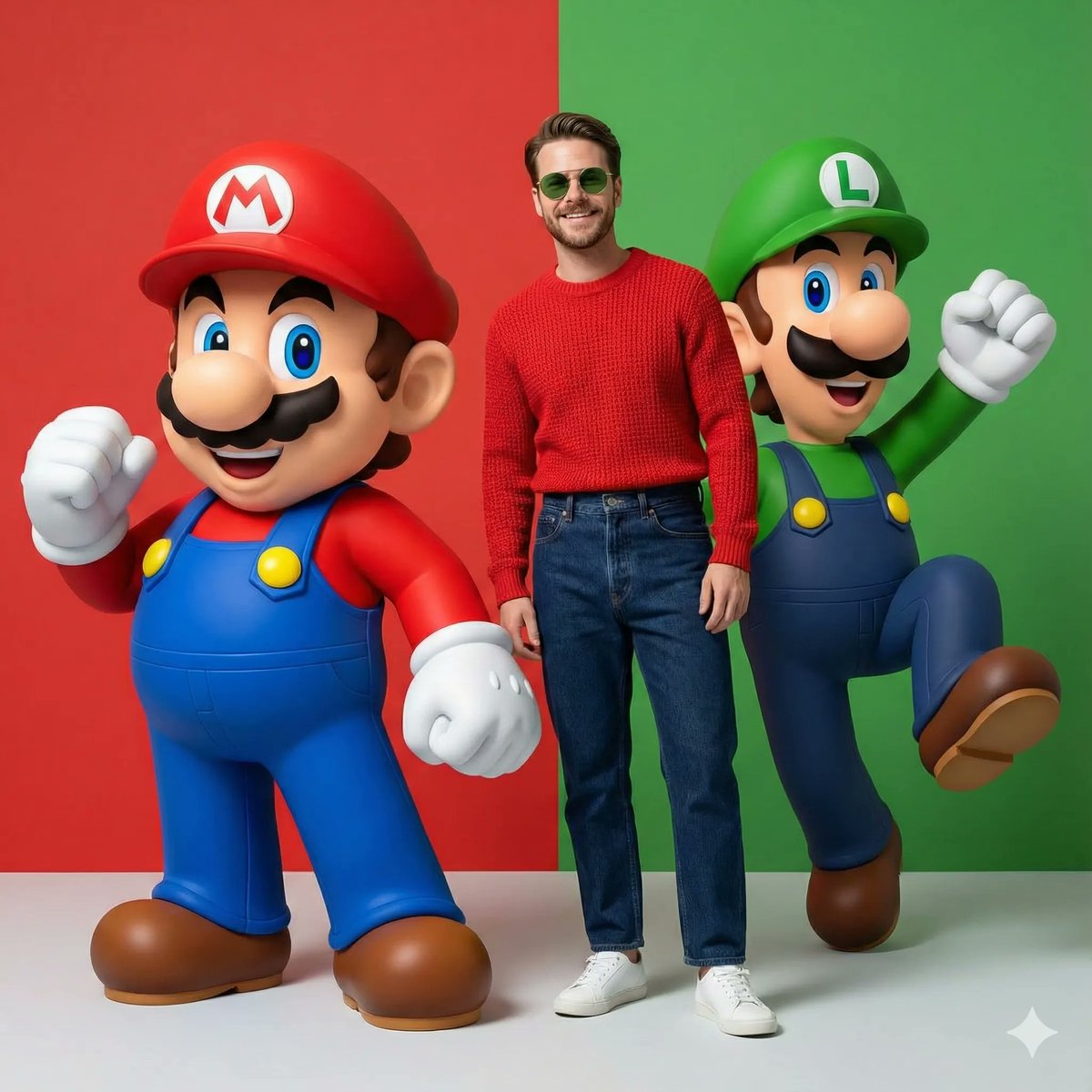Potret Hiperrealistik: Lelaki dengan Figur Super Mario Bros.