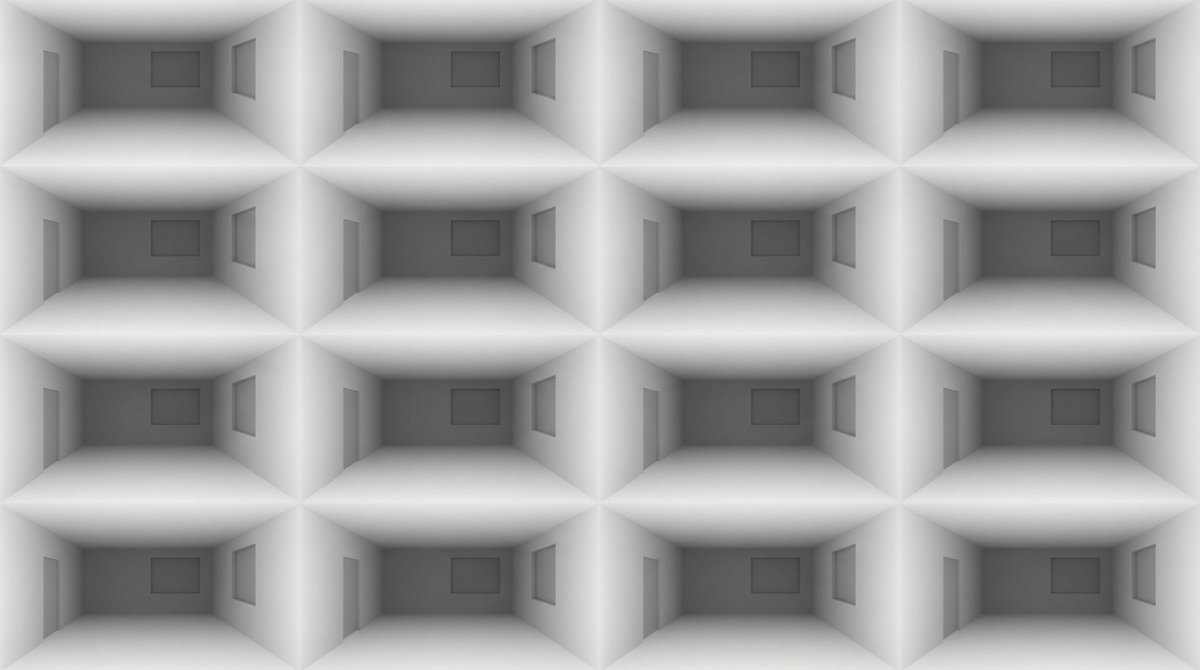 抽象3D渲染：极简几何建筑图案