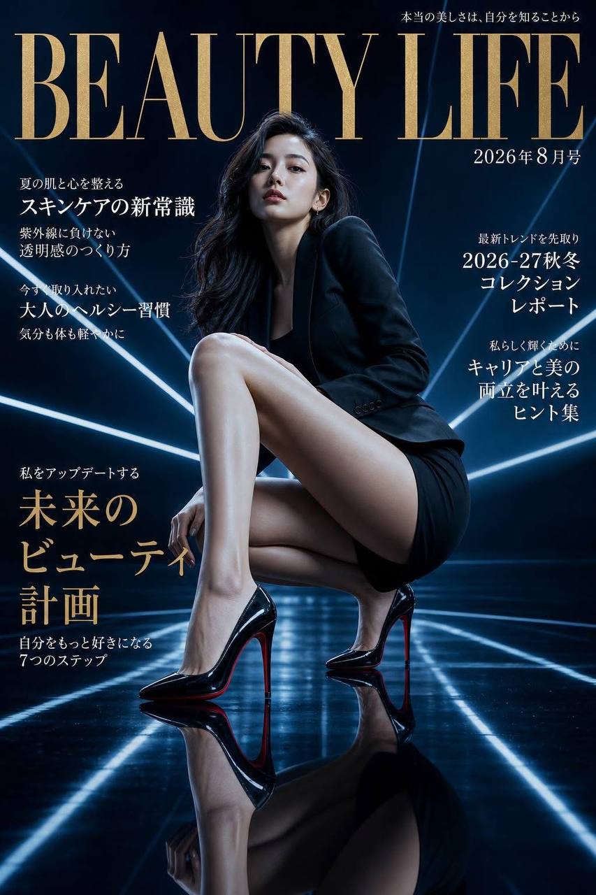 Kulit Majalah Kehidupan Kecantikan Futuristik dengan Laser Neon