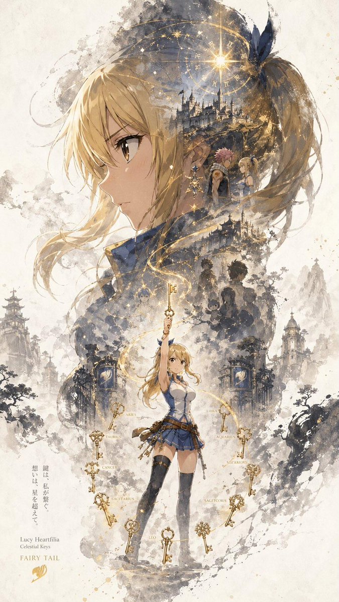Character key visual poster with silhouette collage