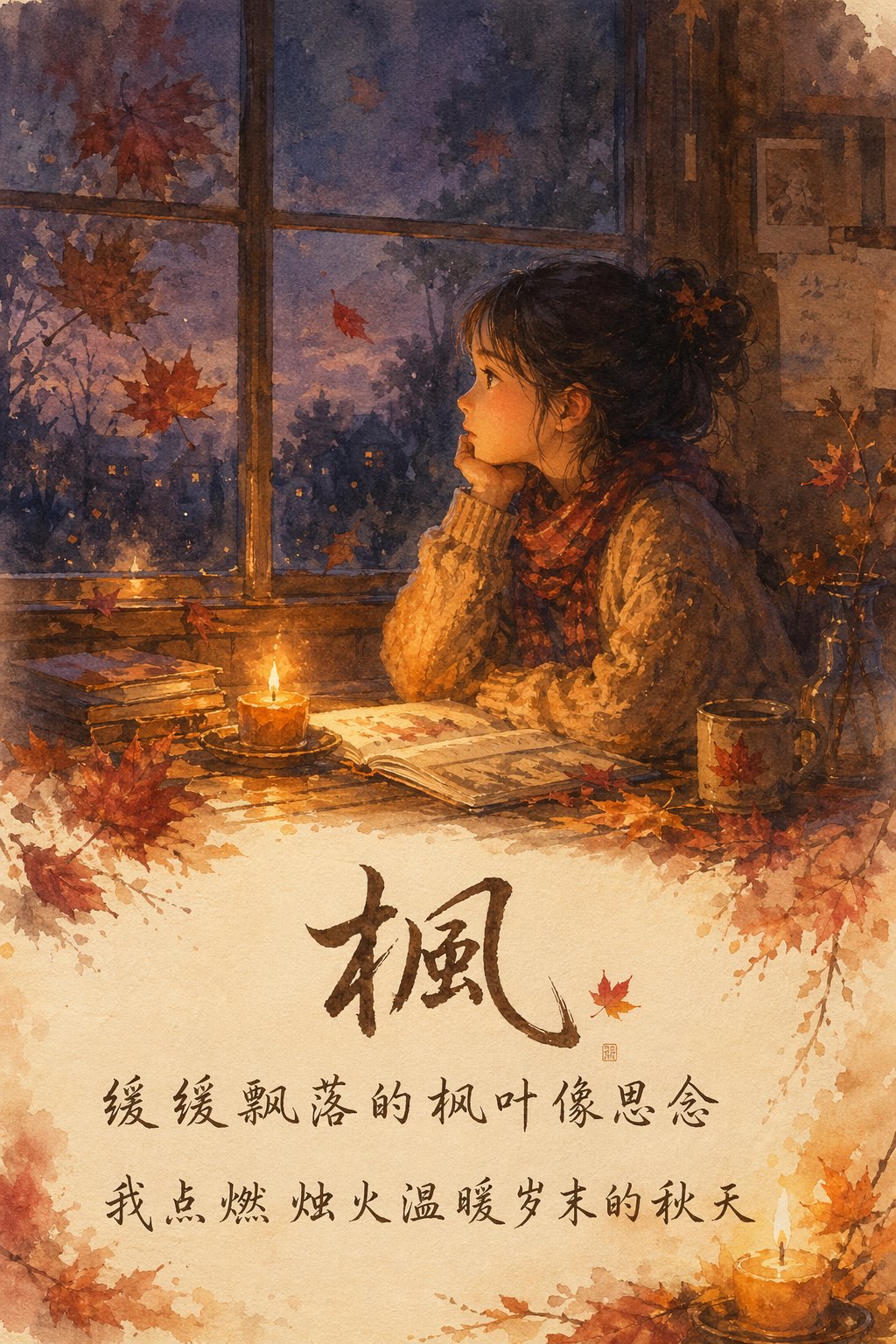 Illustrated Lyrics Autumn Candle Poster