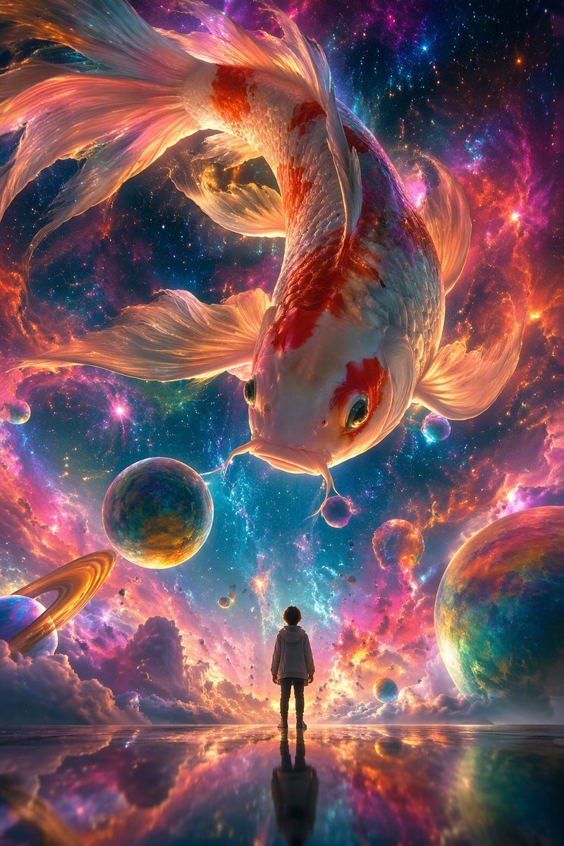 gpt image 2生成创意插画：锦鲤。