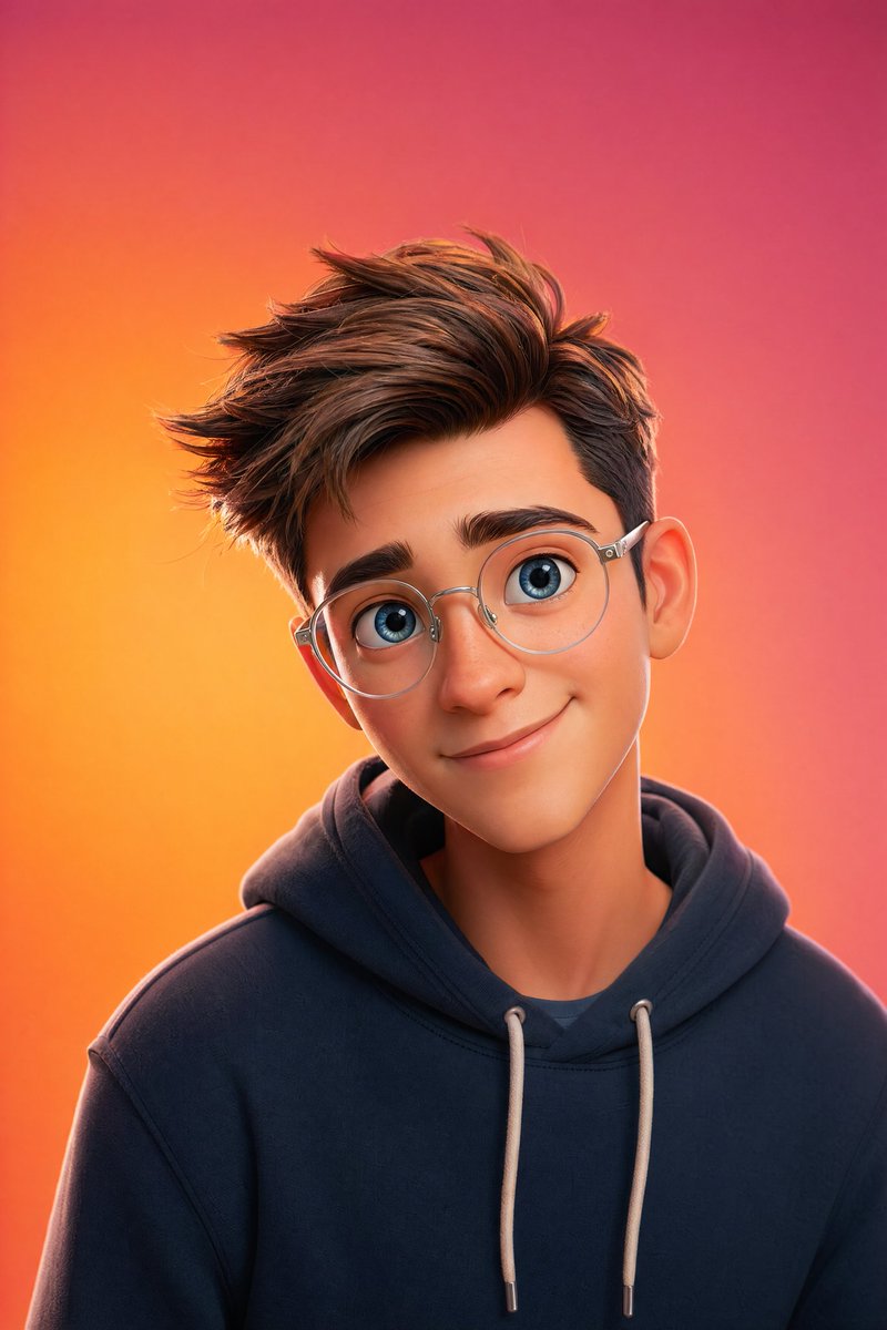 Pixar-Style 3D Portrait with Expressive Blue Eyes