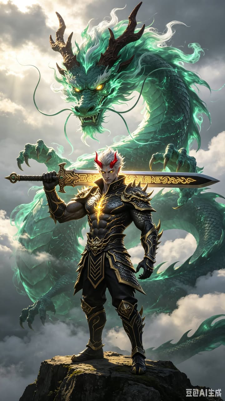 Ghost General and Chinese Dragon - 3D CG Fantasy Art