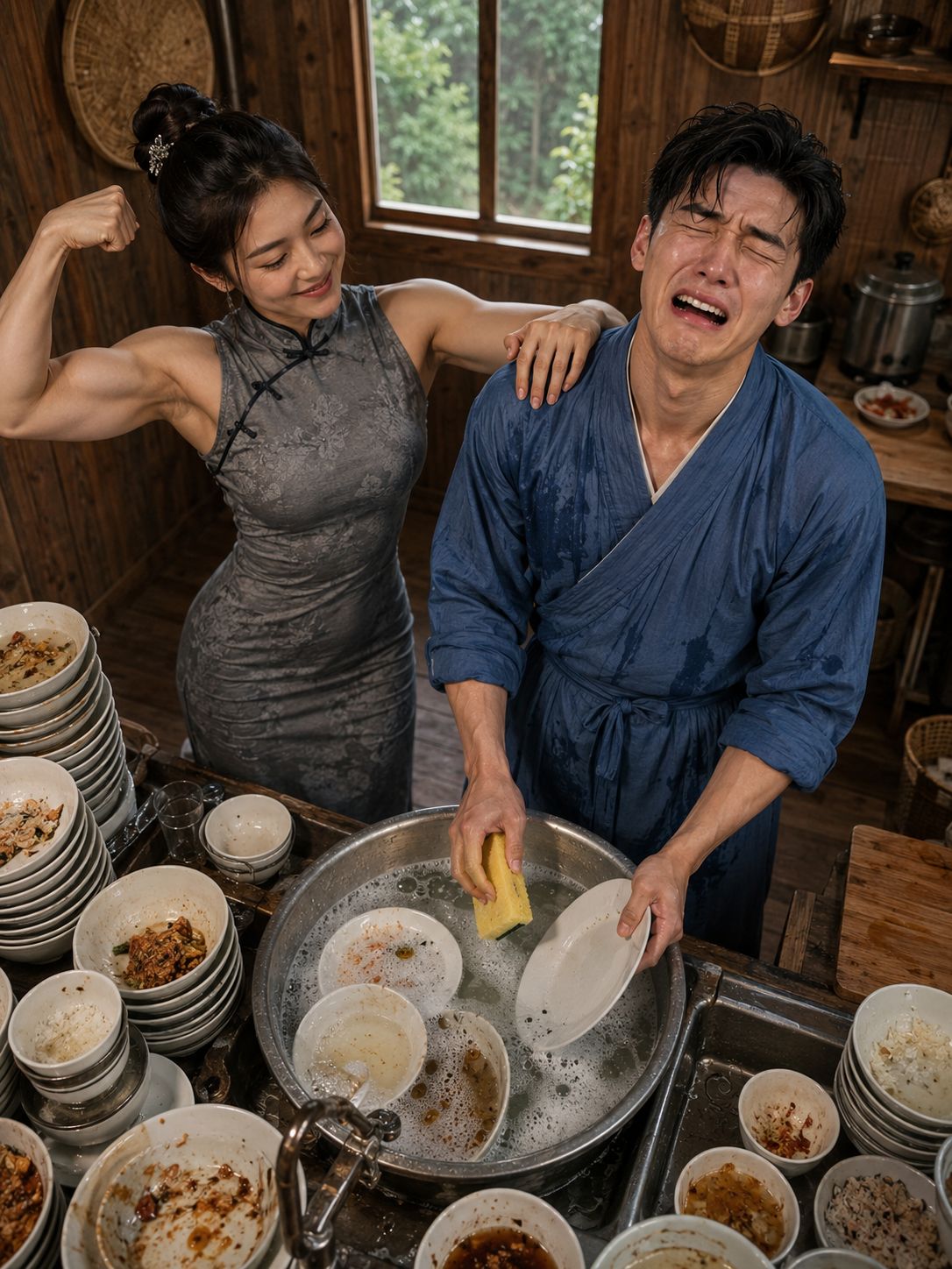 旗袍女vs洗碗男