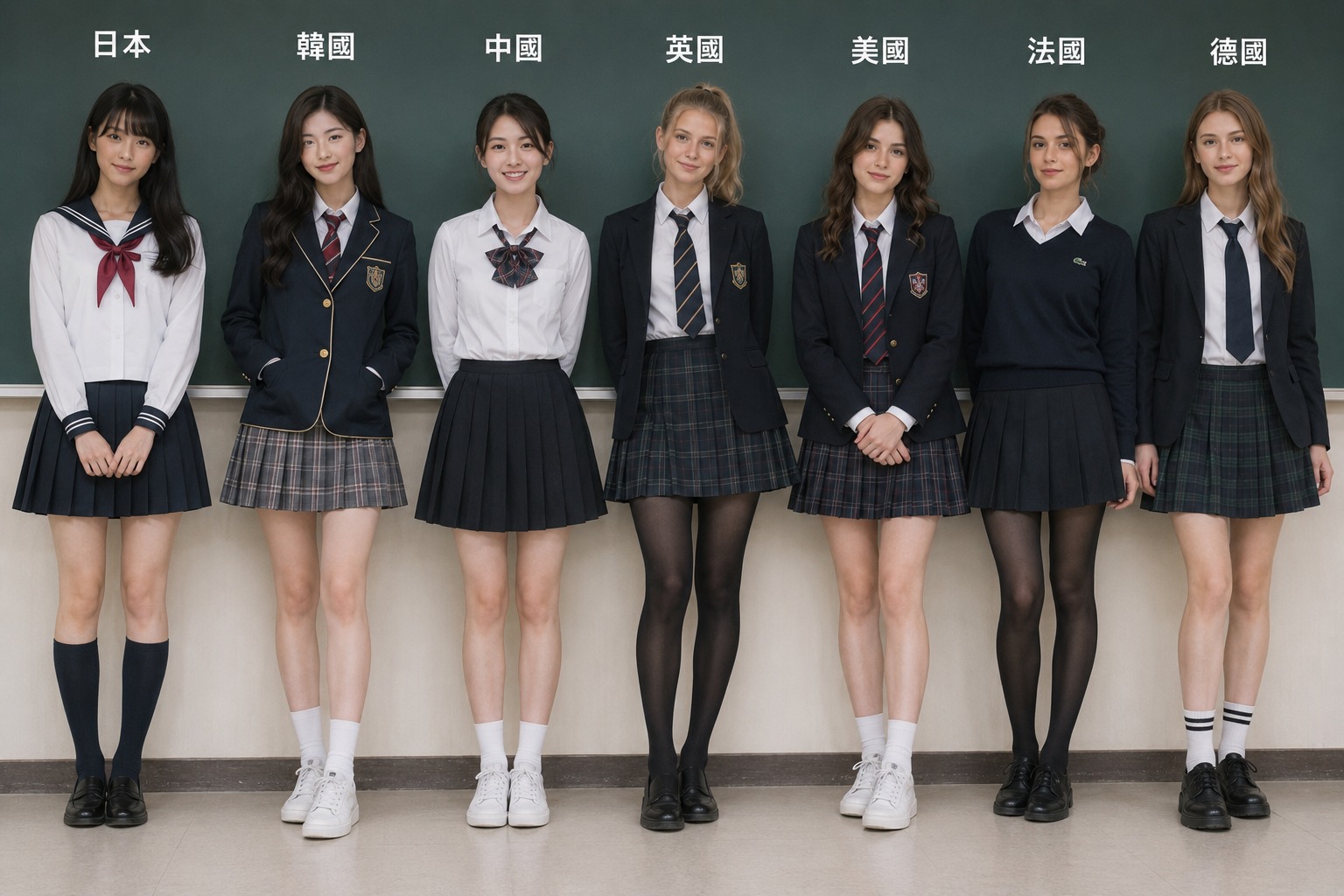 各国美女校服版 - 六国女生全身照