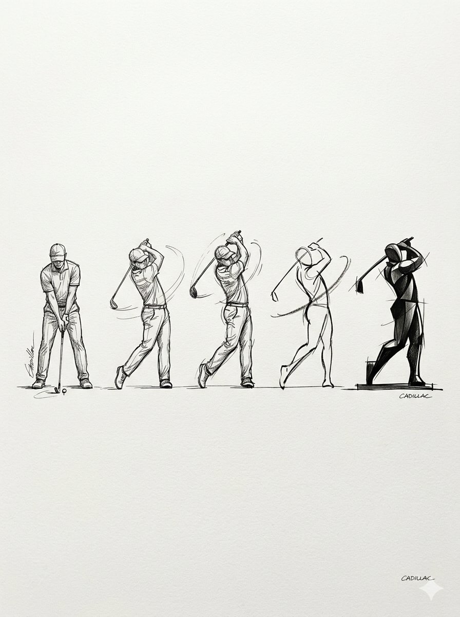 Sketsa Seni Ayunan Golf Progresif