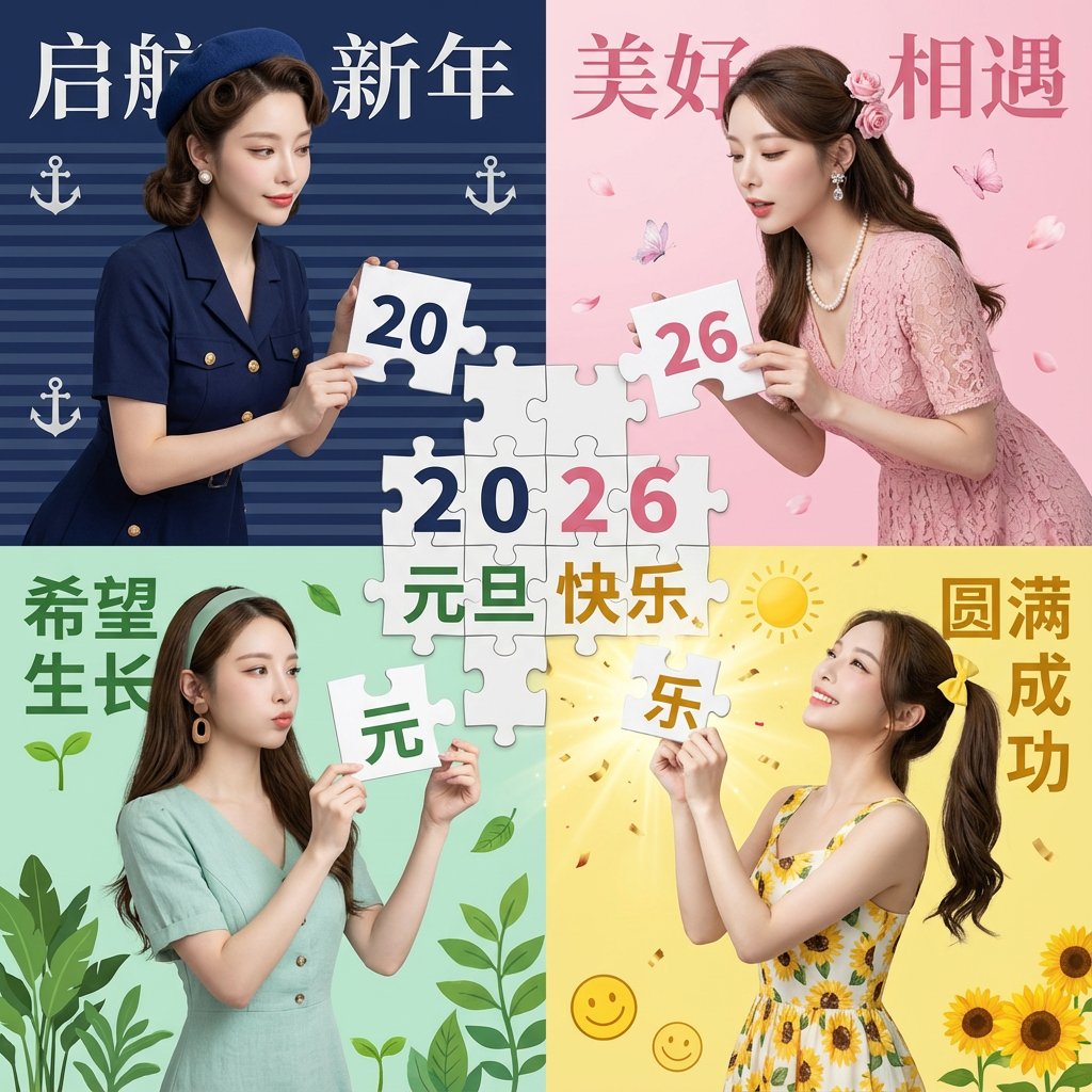 2026新年四格拼图祝福图